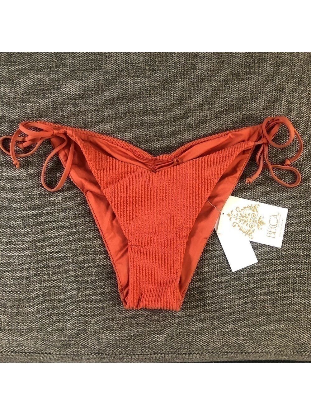 WOMEN’S BECCA Beccaswim Pucker Up Tie Side Swim Bottom Swimwear L Ginger